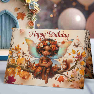 Carte Woodland African American Fairy Joyeux anniversair