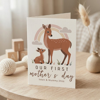 Carte Woodland Deer Mom Baby First Mothers Day Calm Love