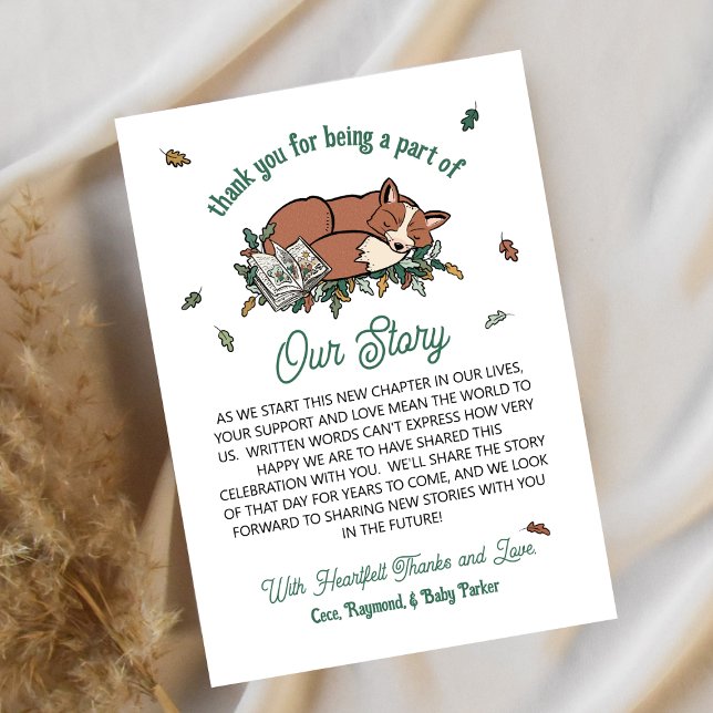 Carte Woodland Fox Storybook Baby shower Merci (Baby Shower Thank You Note - Our Story Woodland Fox)