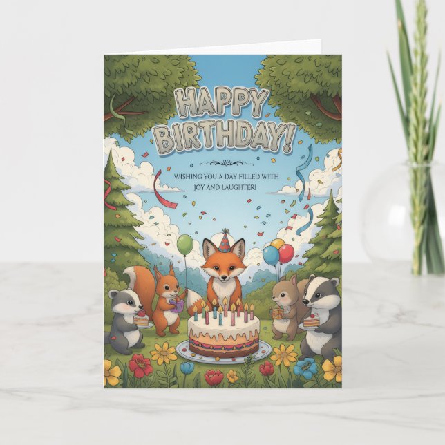 Carte Woodland Friends Birthday Celebration Card (Devant)
