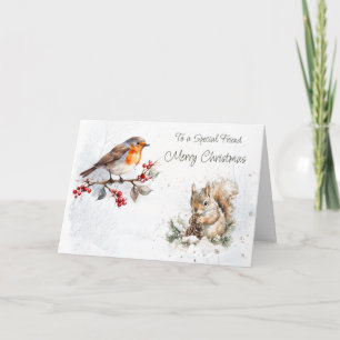 Carte Woodland Friends Robin Squirrel Noël