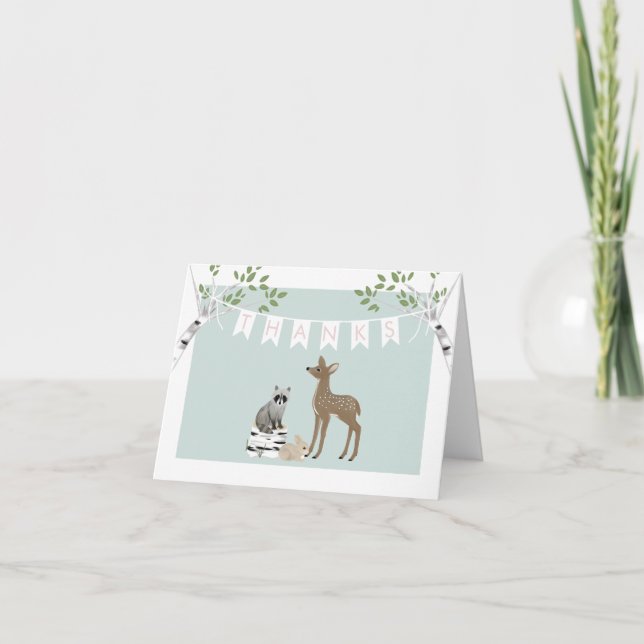 Carte Woodland Merci Note Card - fille (Devant)