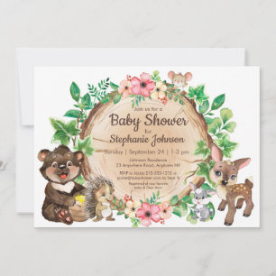 Carte Woodland Rustic Animal Baby shower neutre