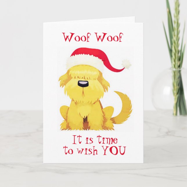 CARTE WOOF WOOF SIGNIFIE "TRÈS JOYEUX NOËL" (Devant)