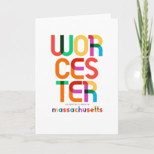 Carte Worcester Massachusetts Mid Century, Pop Art,