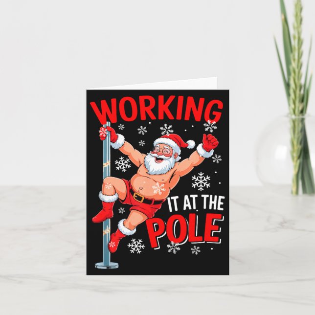 Carte Working At Le Xmas Santa Dancing Funny Joke Dirty  (Devant)