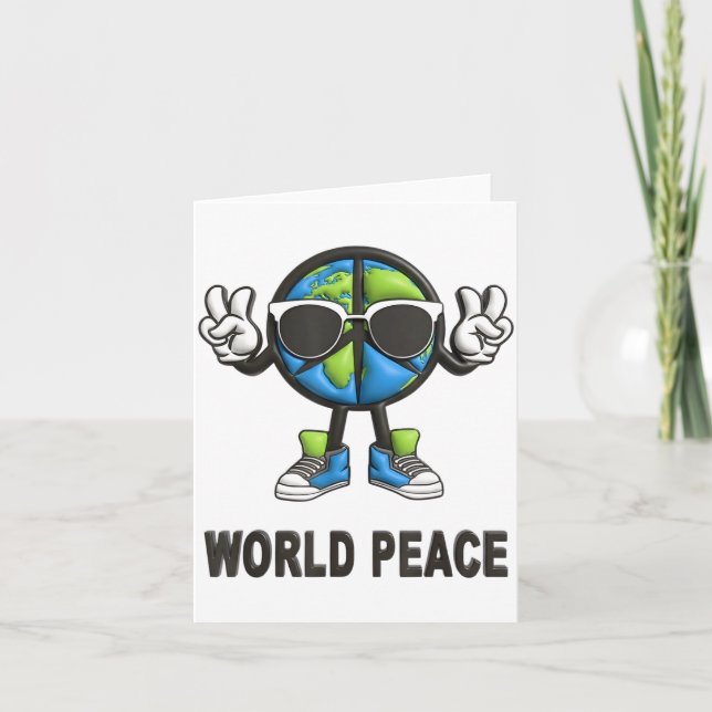 Carte World Peace On Earth Shirt Global Love Peace Sign  (Devant)
