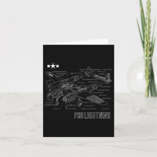 Carte World War 2 P-38 Lightning Fighter Avion Bluepr