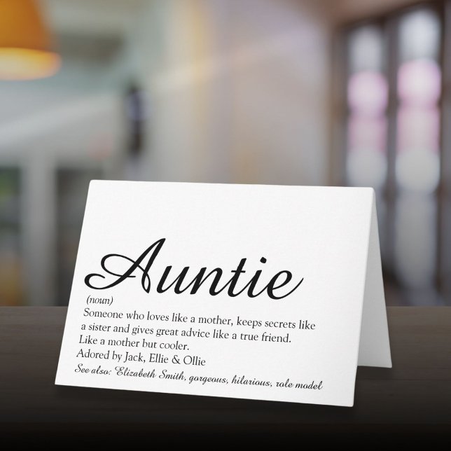 Carte World's Best Ever Aunt, Auntie Definition Script (World's Best Ever Aunt Auntie Definition Script Card)