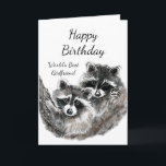 Carte World's Best Girlfriend Birthday Raccoon Animals<br><div class="desc">World's Best Girlfriend Birthday Cute Watercolor Raccoon Animals</div>