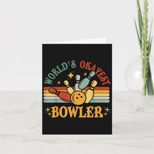 Carte Worlds Drôle Okayest Bowler Bowling Team Hommes Fe (Devant)