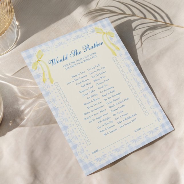 Carte 'Would She Rather' pour Baby Shower de la Mo (Créateur téléchargé)