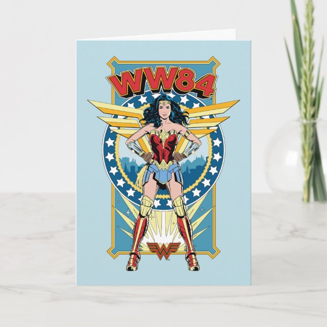Carte WW84 | Retro Comic Wonder Woman Badge de caractère (Devant)