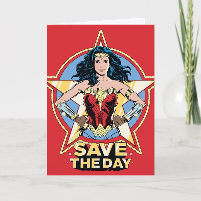 Carte WW84 | Save the Day Wonder Woman Retro Comic Art (Devant)