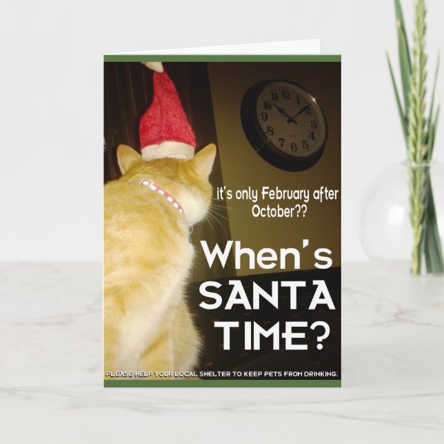 Carte Xmas avec Anxieux chat ivre (Devant)