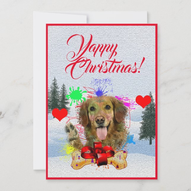 Carte Xmas Chien d'or Funny sur mesure (Devant)