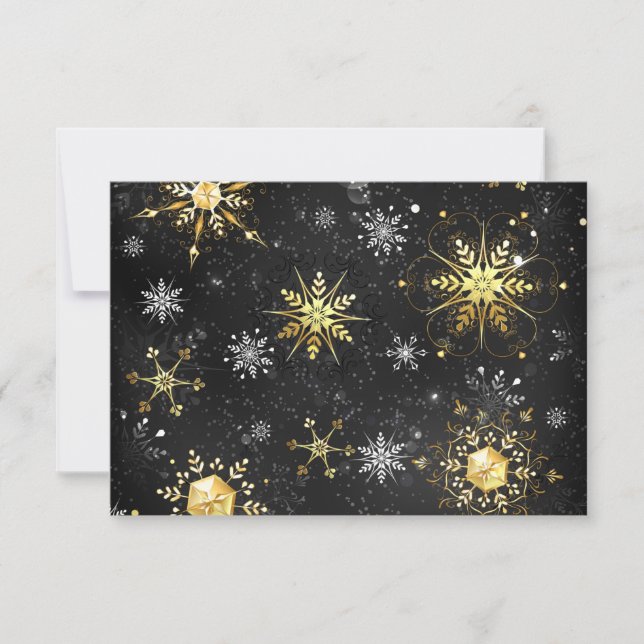 Carte Xmas Golden Snowflakes on Black Background (Devant)