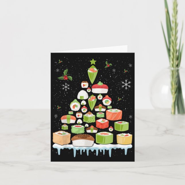 Carte Xmas Japanese Sushi Christmas Tree Holiday Pajama  (Devant)