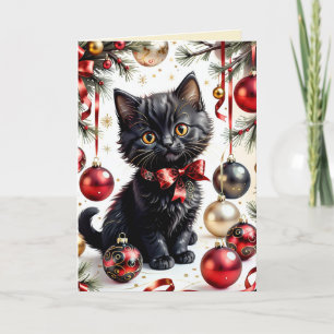 Carte Xmas Kitty & Baubles No.1