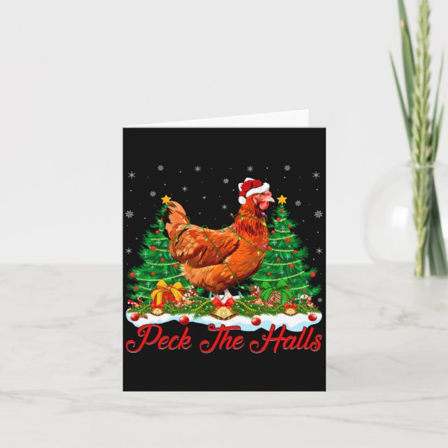 Carte Xmas Lighting Santa Hat Chicken Christmas Tree  (Devant)