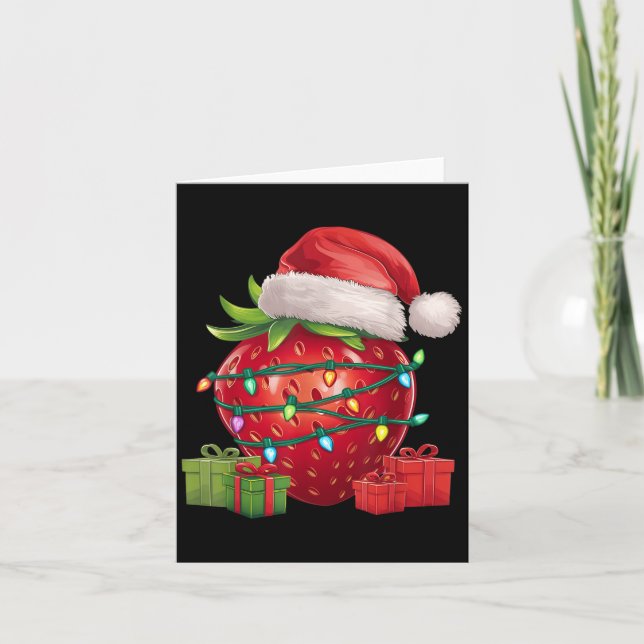 Carte Xmas Lighting Santa Hat Strawberry Christmas  (Devant)