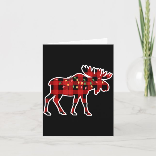 Carte Xmas Moose Red And Black Buffalo Plaid Christmas L (Devant)