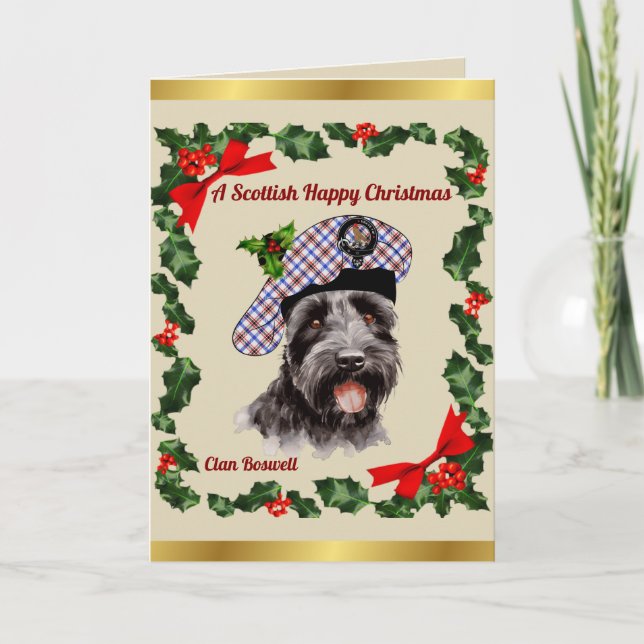 Carte Xmas personnalisée Boswell Scottie Dog (Devant)