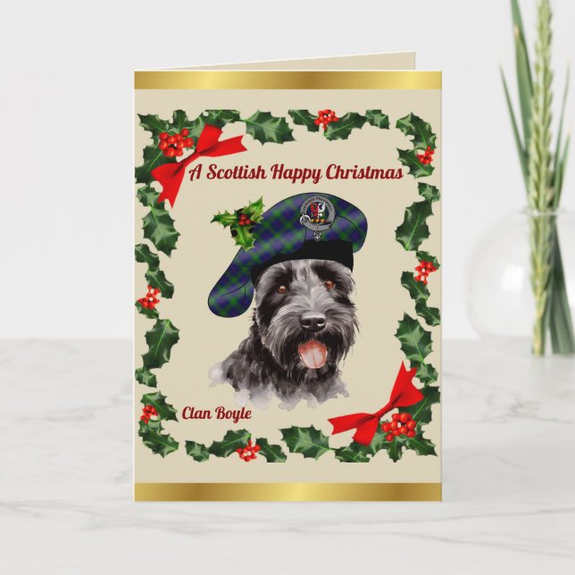Carte Xmas personnalisée Boyle Scottie Dog (Devant)