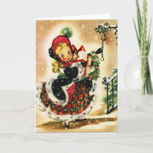 Carte Xmas, sonnette Vintage