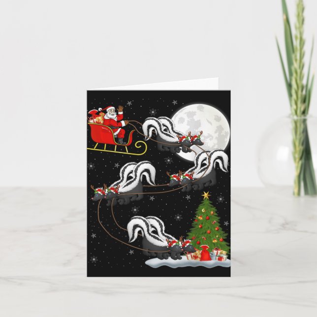 Carte Xmas Tree Lighting Santa Riding Skunk Christmas T  (Devant)