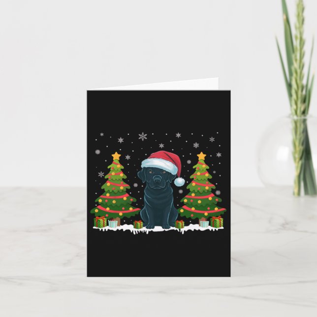 Carte Xmas Tree Lights Black Labrador Chien Père Noël Ch (Devant)