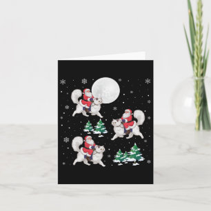 Carte Xmas Tree Père Noël équitation Perse Chat drôle No