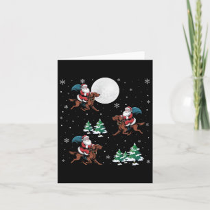 Carte Xmas Tree Père Noël Riding Irlandais Setter Chien