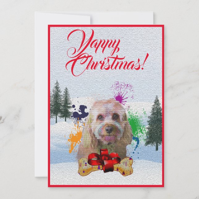 Carte Xmas Yappy pour Chien Cavapoo Personnalisabl (Devant)