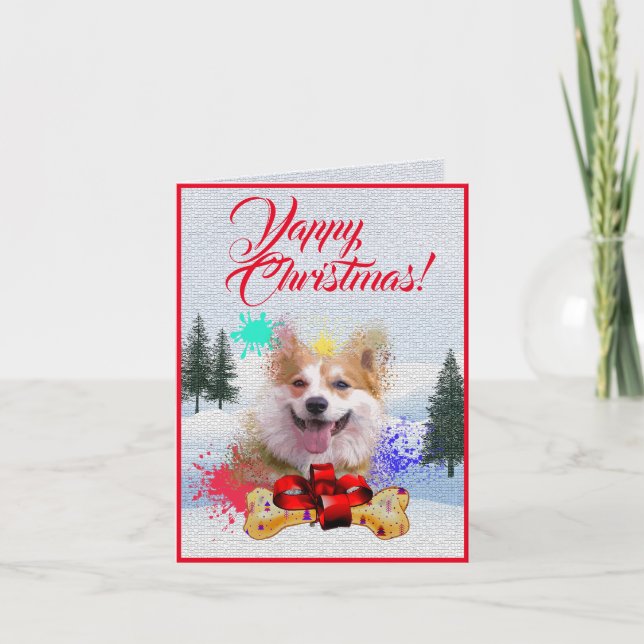 Carte Xmas Yappy pour Chien Corgi mignonne personn (Devant)