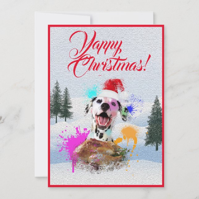 Carte Xmas Yappy pour Chien Dalmatien personnalisa (Devant)
