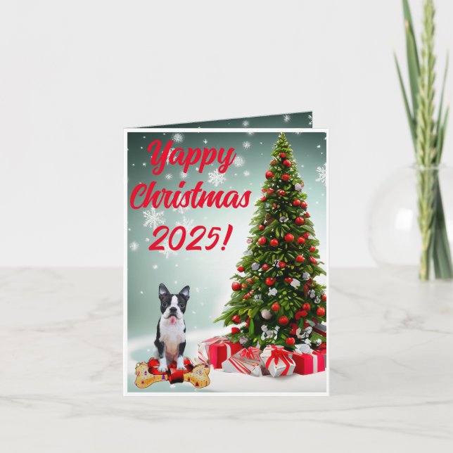 Carte Xmas Yappy pour Chien de Boston Terrier pers (Devant)
