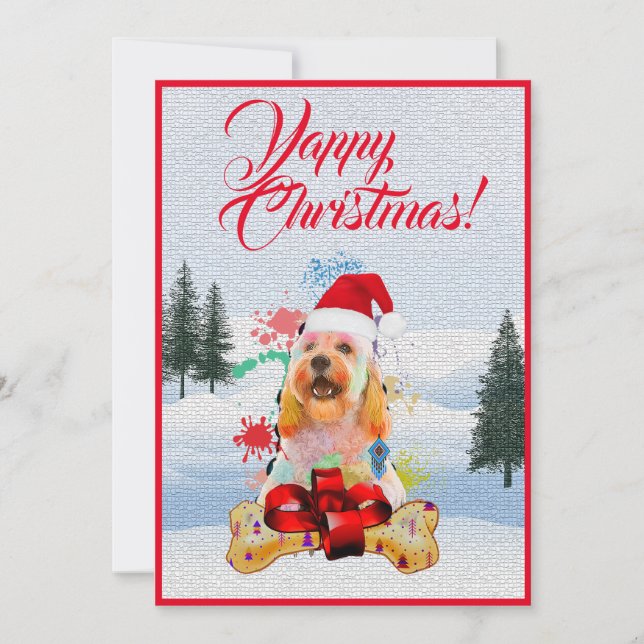 Carte Xmas Yappy pour chien de Cockapoo personnali (Devant)