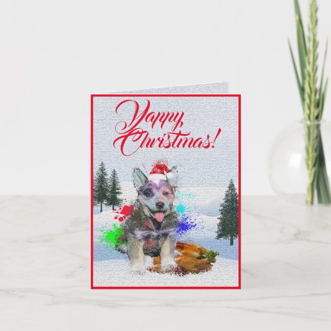 Carte Xmas Yappy pour Chien Hélicoptère Bleu Perso (Devant)