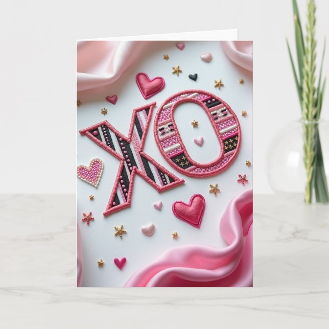 Carte XO brodée avec amour (Devant)