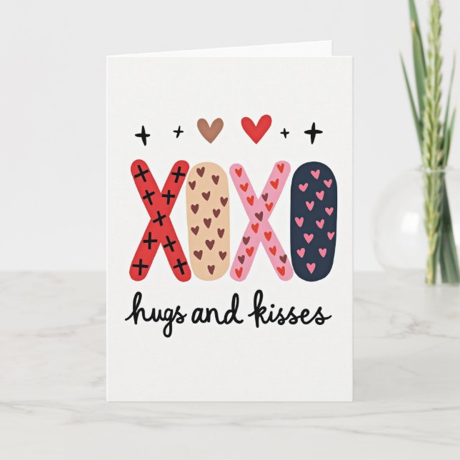 Carte Xoxo à motif de cœur (Devant)