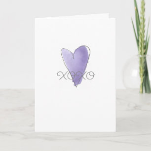 Carte XOXO Cœur aquarelle violet Notre sympathie la plus