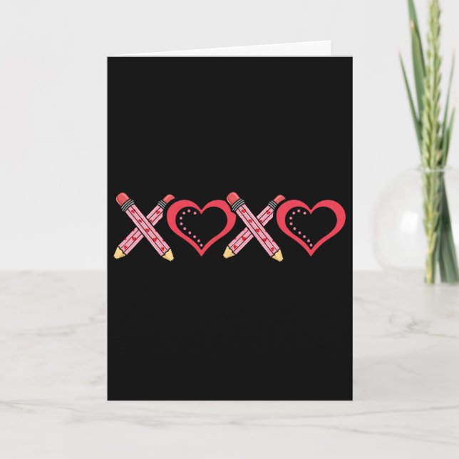 Carte Xoxo Enseignant Saint Valentin Crayon Et Pomme 2  (Devant)
