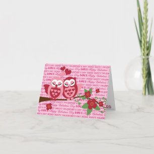 Carte XOXO Heureuse Sainte-Valentin pour chouettes