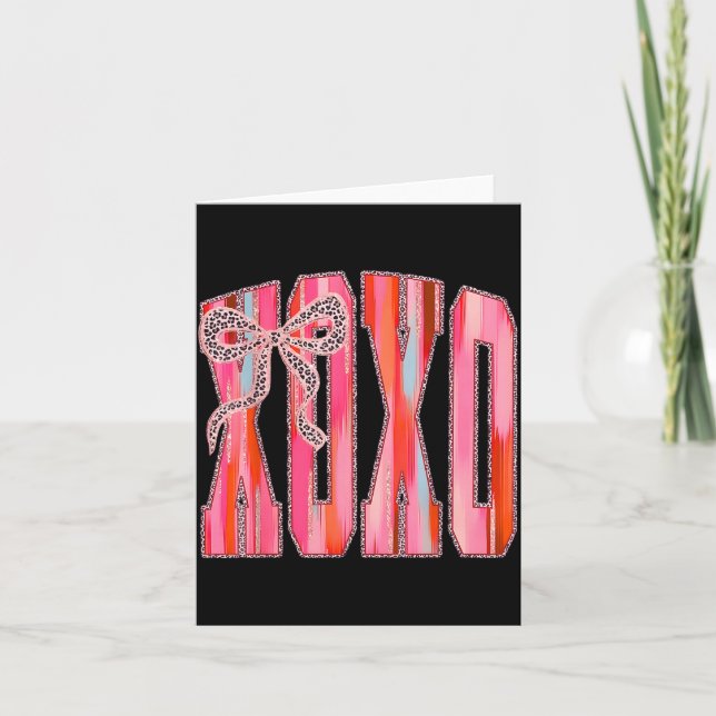 Carte Xoxo Leopard Bow Funny Valentine's Day Coquette Nk (Devant)