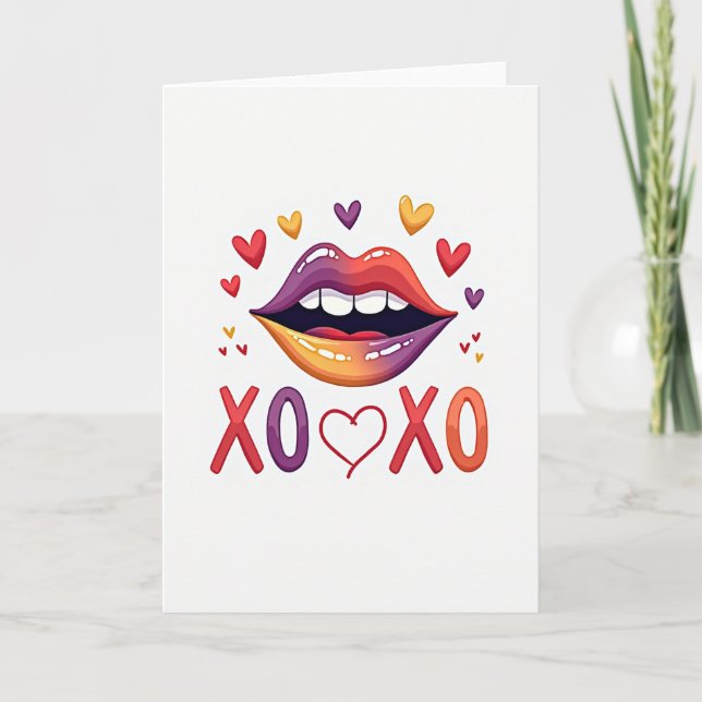 Carte Xoxo Lips Hearts Love Card (Devant)