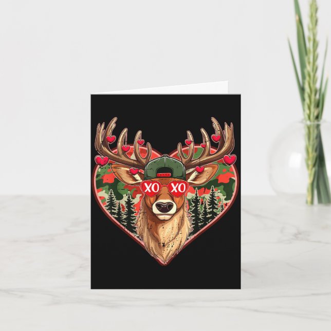 Carte Xoxo valentin cerf camo chasse rétro (Devant)