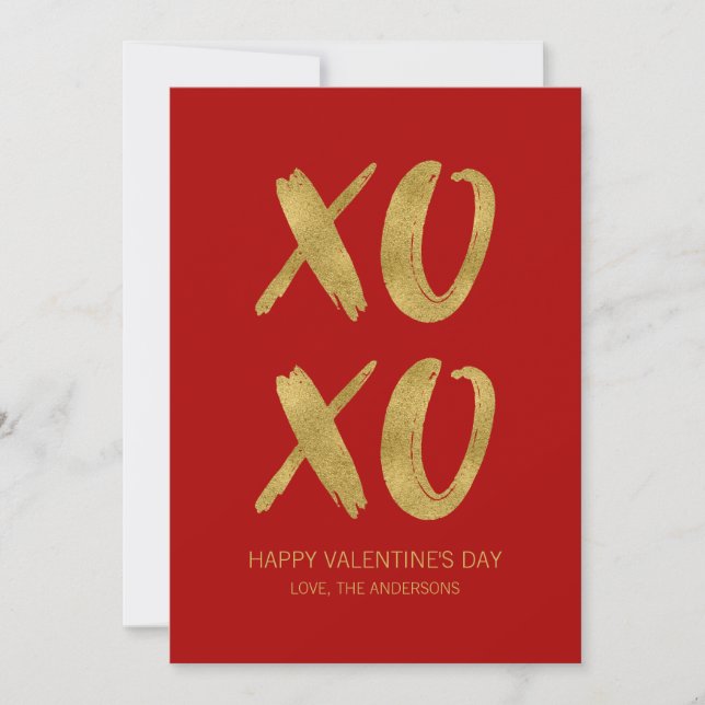 Carte XOXO Valentine Brossé Gold Foil (Devant)