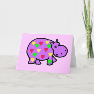 Carte XX- Cœurs de hippopotame heureux