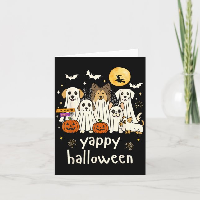 Carte Yappy Halloween Drôles de chiens fantômes Hallowee (Devant)